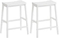 HOOBRO Bar Stools, Set of 2 Bar Chairs, 23.6 Inch Saddle Stools, Kitchen Counter Seat with Footrests, Industrial Barstools for Dining Room, Kitchen, Counter, Bar, White WW02MD01