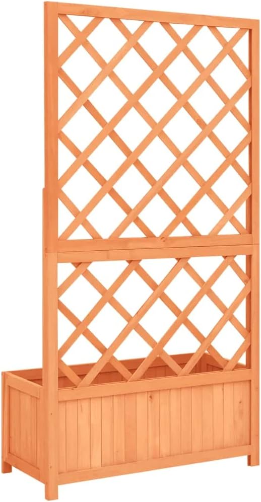 vidaXL Planter, Flower Box, Trellis Raised Bed, Outdoor Planter for Patio Backyard Garden Balcony Porch Vegetables Herbs, Solid Firwood