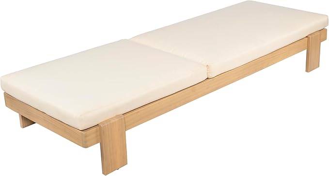 Christopher Knight Home Duska Acacia Wood Chaise Lounge Chair Set of 2, Patio Outdoor Chaise Lounge with Cushions, Adjustable Backrest Single Lounge Sofa, Garden Poolside Backyard Seating, Teak+Beige