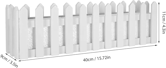 YARDWE Picket Fence Panels Wooden Picket Fence Flower Pot Window Box Planter Garden Planter with Fence Design for Artificial Flower Plants Picket Fence