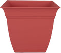 The HC Companies Eclipse Square Plastic Planter w/Attached Saucer - Outdoor & Indoor Plant Pot with Drainage Holes - Lightweight, UV-Resistant Plastic Pots for Plants (8" Rose, Pack of 1)