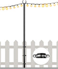 10FT String Light Pole for Outdoor, Heavy Duty Metal Lighting Stand Pole for Deck Fence Railing Backyard Patio Holiday Wedding Party Decorations (1 Pack)