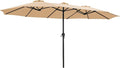 SUPERJARE 15FT Outdoor Umbrella for Patio, Double sided Pool Umbrellas with Fade Resistant Canopy, Large Table Umbrella for Deck, Market, Backyard - Beige