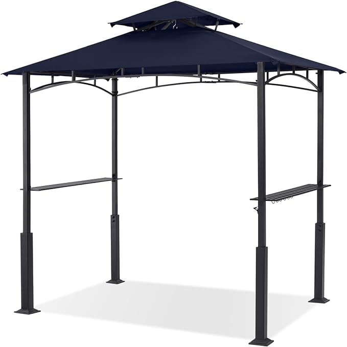ABCCANOPY 8x5 Grill Gazebo - Outdoor BBQ Canopy Shelter with Led Light for Patio Backyard Grilling (Navy Blue)