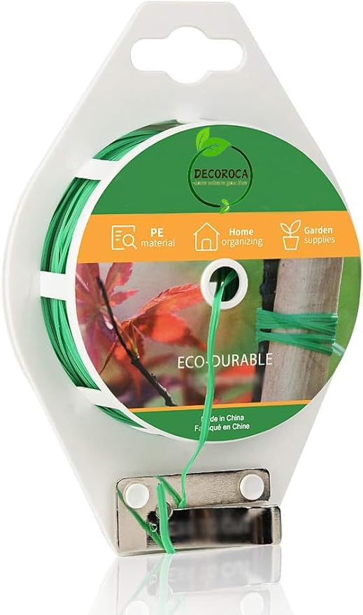 Decoroca Plant Twist Ties, Garden Plant Wire Ties Reusable, Sturdy Plant Ties for Support with Cutter for Gardening, Home, Office (Green)