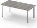 67" Rectangle HDPS Patio Dining Table, Aluminum Outdoor Patio Dining Table with Umbrella Hole, Weather-Resistant for Lawn, Garden, Yard, Poolside and Indoor Use (Gray & Teak)