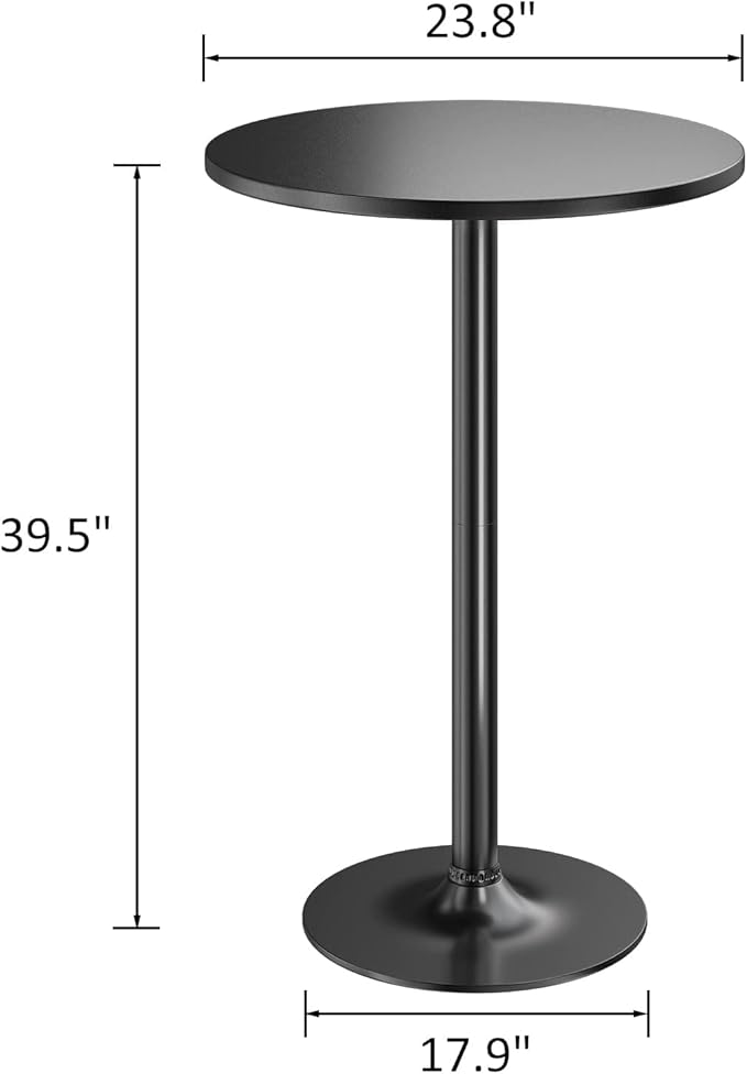 Furmax Bistro Pub Table Round Bar Height Cocktail Table for Home Bar, Small Round Bar Tables for Party, Dining Room, Living Room and Wedding, Metal Base MDF Top Obsidian, 40.6 Inch Height (4, Black-1)