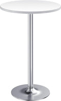 Furmax Bistro Pub Table Round Bar Height Cocktail Table for Home Bar, Small Round Bar Tables for Party, Dining Room, Living Room and Wedding, Metal Base MDF Top Obsidian, 40.6 Inch Height (1, White-2)