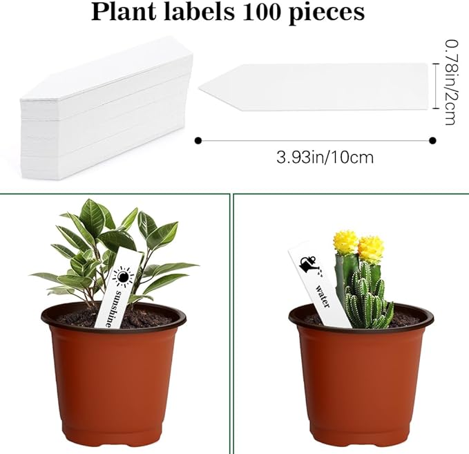 Nursery Pots 100 PCS 4 Inch Plant Pots with 100 Labels, Planting Pot for Plants Indoor Outdoor, Plastic Flower Pot for Seedlings Transplanting Small Plants Growing