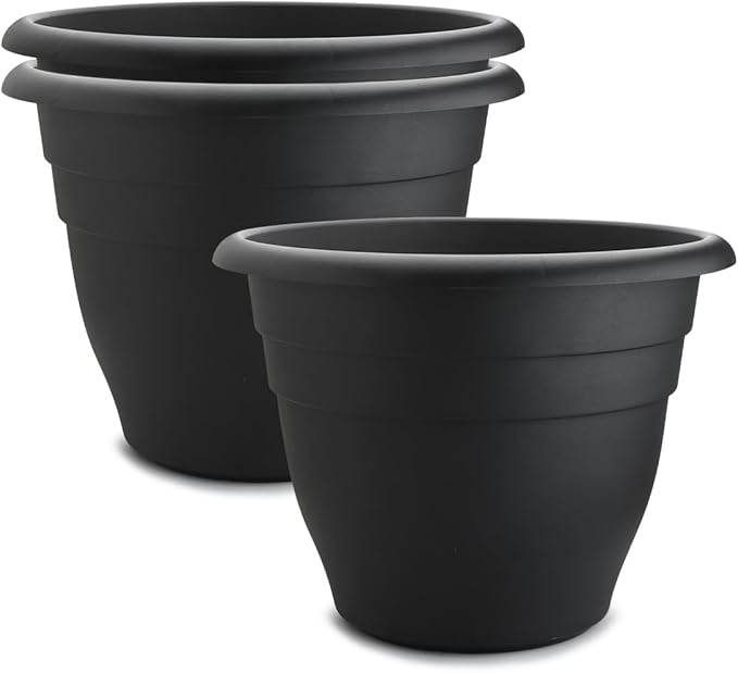 3 Pack 20 Inch Large Plant Pots for Outdoor,Heavy Duty Extra Large Deep Garden Planter with Drainage Holes,Sturdy Textured Black Flower Pot for Trees,Shrubs,Patio,Lawn