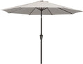 MEWAY 9ft Patio Umbrella Outdoor Table Umbrellas with Push Button Tilt and Crank, Market Umbrella 8 Sturdy Ribs for Deck, Garden, Pool and Backyard, Fog Gray