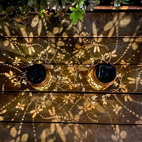 2 Pack Dragonfly Birthday Gifts for Women Mom Grandma Solar Lanterns Outdoor Waterproof Garden Decor Hanging LED Decorative Light for Patio Yard Lawn Gardening Gifts
