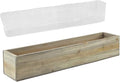 CYS EXCEL Rectangle Wood Planter Box with Removable Plastic Liner (H:4" Open:22"x5") | Multiple Size Choices Wood Rectangular Planter | Indoor Decorative Window Box