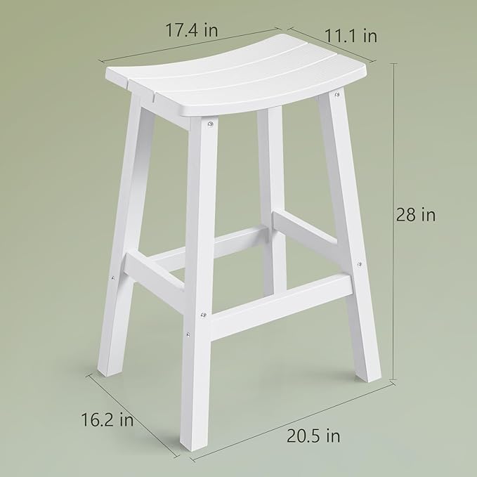 Stoog Weatherproof Bar Stools Set of 4, 28" Height Patio Bar Stools, Easy to Clean and Maintain, for Bar, Kitchen Counter, Deck, and Patio, White