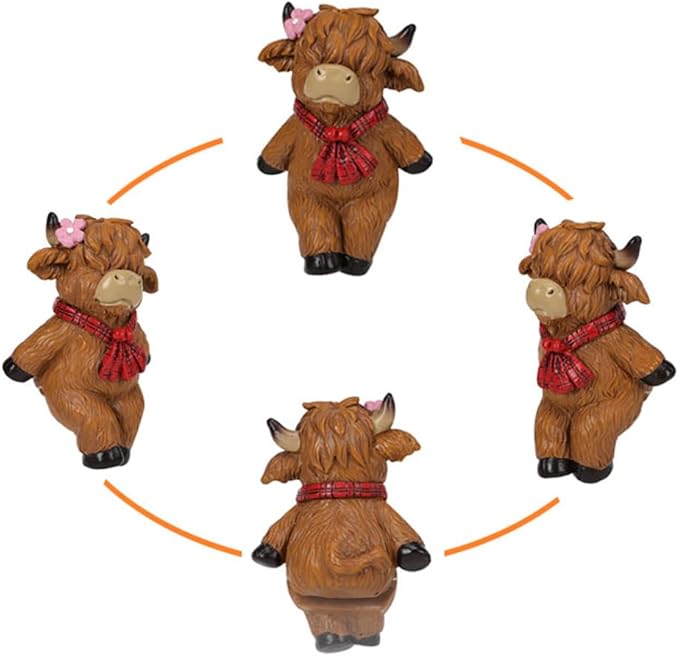 2-piece set Highland Cow Pot Huggers for Planters, Climbing Animal Flower Pot Hugger, Hanging Plant Decorations for Pots, Cute Plant Pot Decorations for Garden Patio Fence Lawn Yard (Highland Cow)