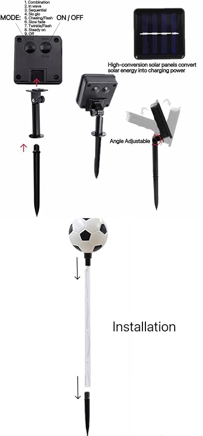 Solar Lights Outdoor, Soccer Theme LED Stake Light for Garden Yard Pathway Patio Walkway Landscape Decoration