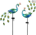 DREAMSOUL Peacock Solar Lights Outdoor 2 Pack, Waterproof Outdoor Solar Lights for Yard Pathway Peacock Garden Decor