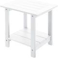 Double Adirondack Outdoor Side Table Weather Resistant, Patio Rectangular End Table for Adirondack Chair, White