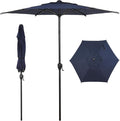 Abba Patio 7.5FT Lyon Outdoor Patio Umbrella Outdoor Table Umbrella with Push Button Tilt and Crank Market Umbrella 6 Sturdy Ribs UV Protection Waterproof for Garden Deck Backyard Pool, Navy Blue