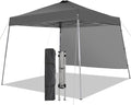 Canopy Tent, 10X10 FT Pop Up Canopy Outdoor Tent Slant Legs with Carrying Bag, Portable Gazebo Shelter - 8X8 FT Canopy Cover (Dark Grey with 1 Sidewall)