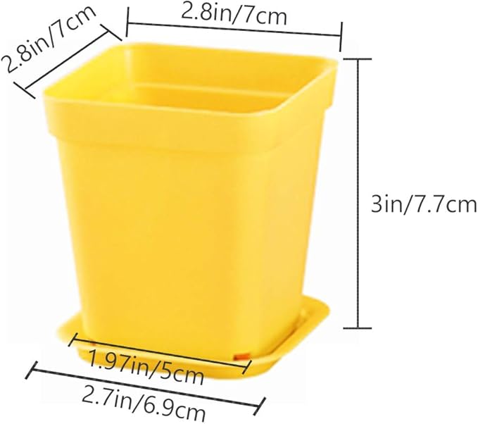 Haawooky 24 Pack Colorful Flower Pots Square Plastic Plant Pots Succulent Planter Nursery Pots with Saucers for Your Room,Garden Office and Balcony Decor