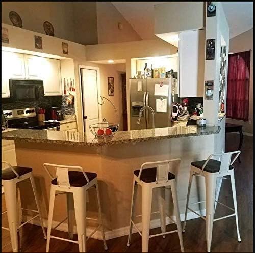 Yongchuang 24 inch Metal Bar Stools Set of 4 Counter Height Barstools Farmhouse Kitchen Bar Chairs with Wood Seat Low Back Cream White