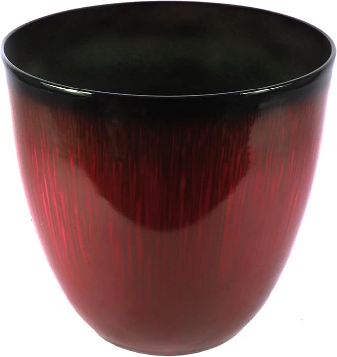 Gardener Select (EPR12-206) Large Egg Shaped Planter - Modern Indoor & Outdoor Decorative Flower Pot/Box (12 Inch, Red Flower)