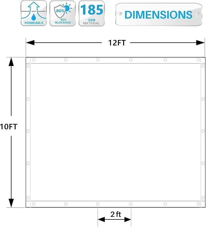 90% Shade Cloth Sun Shade Fabric Privacy Screen Shade Cover for Patio Garden Pergola Shade Cover Canopy with Gromments