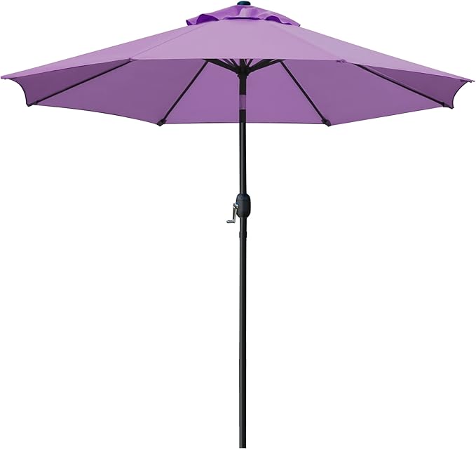 Sunnyglade 9' Patio Umbrella Outdoor Table Umbrella with 8 Sturdy Ribs（Purple）