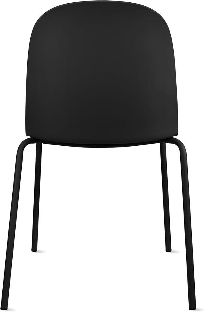 2xhome Modern Stackable Armless Dining Chair, Plastic Shell Seat with Metal Legs for Indoor Outdoor Home Kitchen Patio Cafe, Black