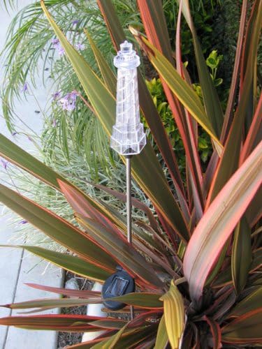Solar Garden Stake Lights with Color Changing LED or Regular White LED Landscape Path Lights (Set of 2) (Lighthouse)
