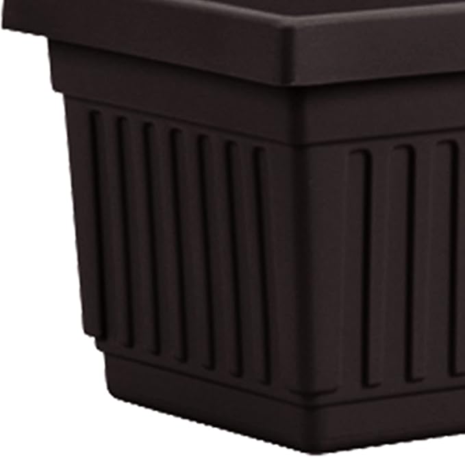 HC Companies 24 Inch Long Fluted Plastic Venetian Garden Window Container Planter Box for Flowers, Vegetables, or Succulents, Black (4 Pack)