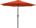 MEWAY 9ft Patio Umbrella Outdoor Table Umbrellas with Push Tilt and Crank, Market Umbrella 8 Sturdy Ribs for Deck, Garden, Pool and Backyard, Red Orange