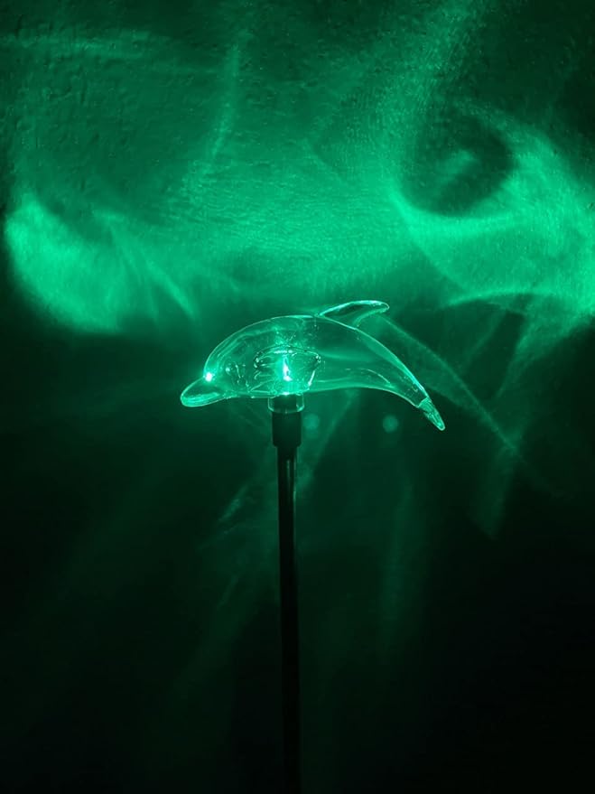 Solar Garden Stake Lights with Color Changing LED or Regular White LED Landscape Path Lights (Set of 2) (Dolphin)
