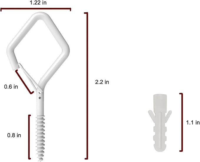 2.2" Screw in Hooks with Safety Buckle Design for Hanging Outdoor String Lights, Plant, Flowers, Heavy Duty Outdoor Garden Lights Q-Hooks, Wall Mount Ceiling Mount (10Pack White)
