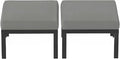 HOMREST Metal Outdoor Ottoman, 2-Piece Aluminum Footstool w/Removable Cushion, Multipurpose Footrest Stool Additional Seating, Set of 2 Outdoor Ottomans for Patio Deck (Dark Grey)
