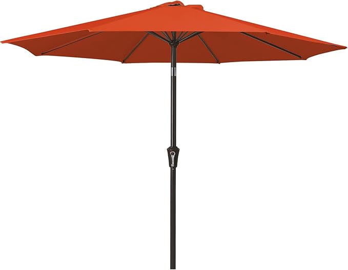 MEWAY 9ft Patio Umbrella Outdoor Table Umbrellas with Push Button Tilt and Crank, Market Umbrella 8 Sturdy Ribs for Deck, Garden, Pool and Backyard, Orange