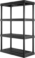 CENTREX CX 4-Tier Heavy Duty Plastic Storage Shelves that Support up to 150lbs/shelf, Organization and Storage, Weather-Resistant Design, Easy Assembly, Black (53”H x 36”W x 18”D)