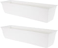 The HC Companies Indoor Outdoor 30 Inch Eclipse Series Window Flower Garden Ornamental Planter Box with Removable Attached Saucer, White (2 Pack)