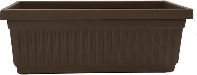 The HC Companies Venetian Window Planter Box w/Drain Plug - Long Planter Box for Windowsills, Balconies & More - Plastic Large Rectangular Planters for Herbs & Flowers (24" Chocolate, Pack of 1)