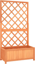 vidaXL Planter, Flower Box, Trellis Raised Bed, Outdoor Planter for Patio Backyard Garden Balcony Porch Vegetables Herbs, Solid Firwood