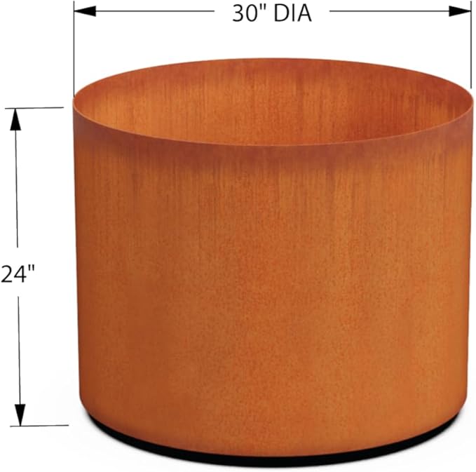 PLANTERCRAFT Corten Steel Metal Planter Box, Round Sizes, Modern Garden Steel planters for Commercial and Residential Outdoor Use.