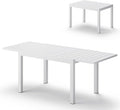 All-Aluminum Expandable Outdoor Patio Dining Table for 4-8 Person, All-Weather Rectangular Outdoor Table(48"-79") with Smooth Cilde Rails & Secure Locking Handle for Garden, Indoor, White