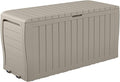 Keter Marvel Plus 71 Gallon Resin Outdoor Storage Box for Patio, Balcony & Garden – Weather‑Resistant Deck Box for Cushions, Pillows, Pool Floats & Tools, Beige