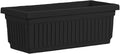 23.5 Inch Terra Roma Rectangular Window Planter Box - Lightweight Plastic Indoor Outdoor Plant Pot with Drainage for Windowsill, Herbs, Flowers, Black