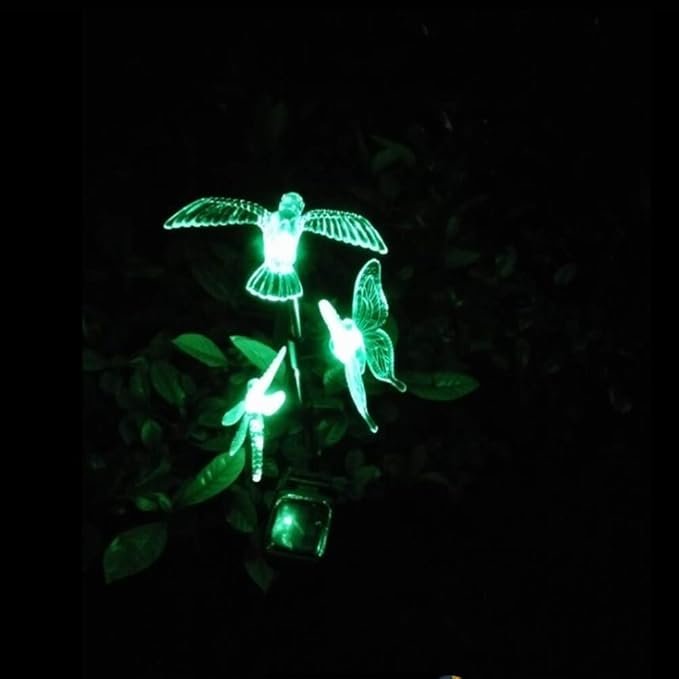 Solar Garden Stake Lights Hummingbird Butterfly and Dragonfly Multi-Color Changing Decorative Landscape Light for Garden Patio Lawn Yard Decorations