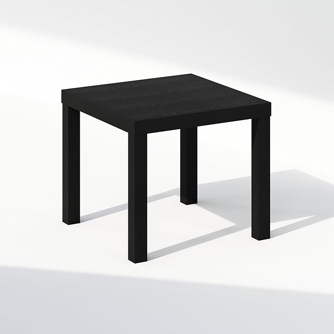 Furinno Classic Coffee Table, Square Modern Coffee Table with Triple Thick Tabletop, Simple Side Table with 4 Legs, for Living Room, Bedroom, Home Office, Black