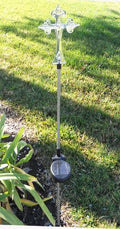 Solar Garden Stake Lights with Color Changing LED or Regular White LED Landscape Path Lights (Set of 2) (Cross)