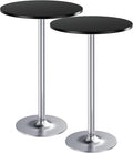 Furmax Bistro Pub Table Round Bar Height Cocktail Table for Home Bar, Small Round Bar Tables for Party, Dining Room, Living Room and Wedding, Metal Base MDF Top Obsidian, 40.6 Inch Height (2, Black-2)