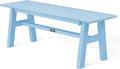 VINGLI 47” Outdoor HDPE Bench, Weatherproof Garden Bench w/Metal Legs, Poly Lumber Porch Benches, 660 LBS Capacity Outdoor Backless Patio Benches for Entryway Deck (Blue)